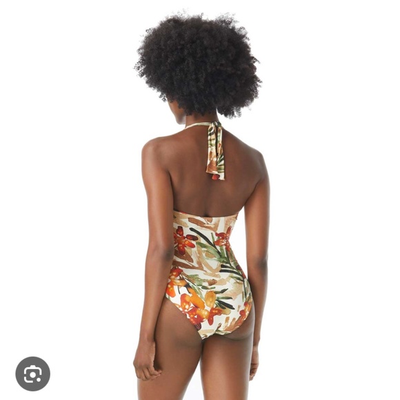 NWT Vince Camuto Seychelles Floral Tie Front Halter One-Piece Sz 8 - Picture 2 of 8